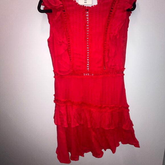 Selfie Leslie - Melrose Sleeveless Crochet & Ruffle Detail Dress Red (NWT) - Picture 4 of 6